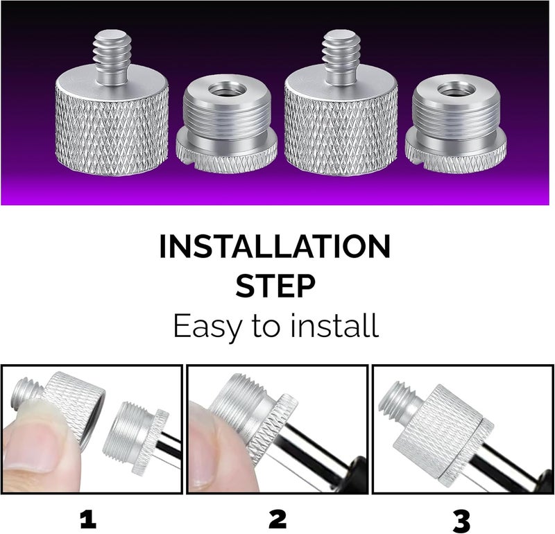 i-XTECH Mic Stand Adapter Set 8 pieces Metal Microphone Stand Screw Thread Adapter 5/8 Female to 3/8 Male 3/8 Female to 5/8 Male 5/8 Female to 1/4 Male 1/4 Female to 5/8 Male Tripod Adapter ADP03 Slvr - Image 3